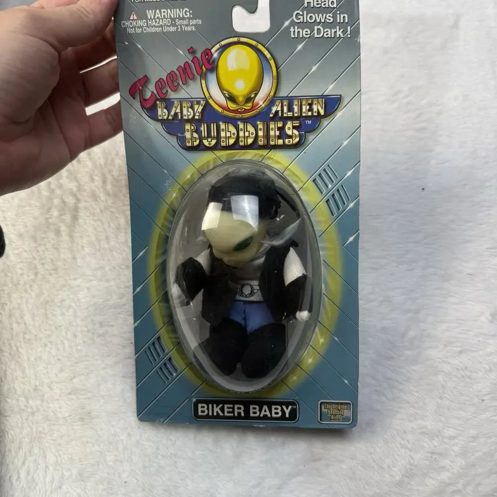 Vtg TEENIE BABY ALIEN BUDDIES BIKER BABY 1997 Sealed Card Head glow in the dark